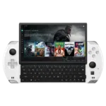 GPD-WIN-4-GOTOVO-WEB STRANICA-PEARL_WHITE-POPIS-SLIKA-1 Slika koja prikazuje GPD WIN 4 ručno igraće računalo u biserno bijeloj boji s prednje strane