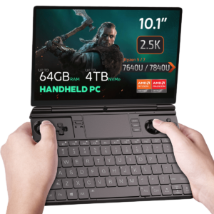 GPD WIN MAX 2 2023 Gaming Handheld PC being held while playing the Witcher