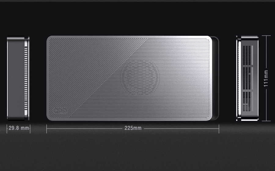 Dimensions of the GPD G1 eGPU: Compact and space-efficient for seamless integration.