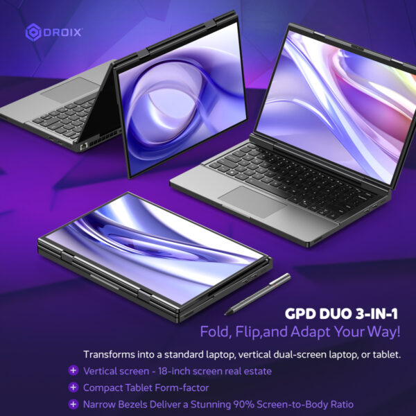 GPD DUO ノートパソコン｜デュアルスクリーン・ポータブル・パワーハウス