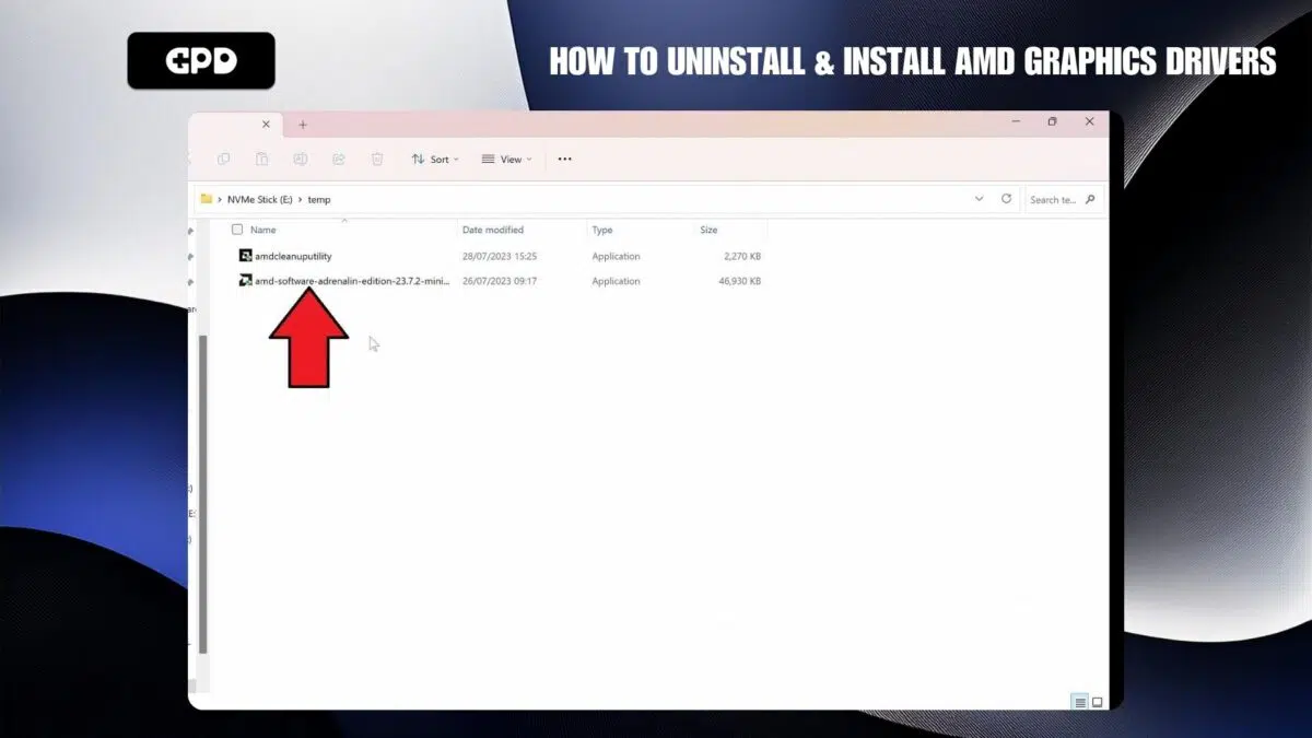 Apri il file di installazione del driver grafico