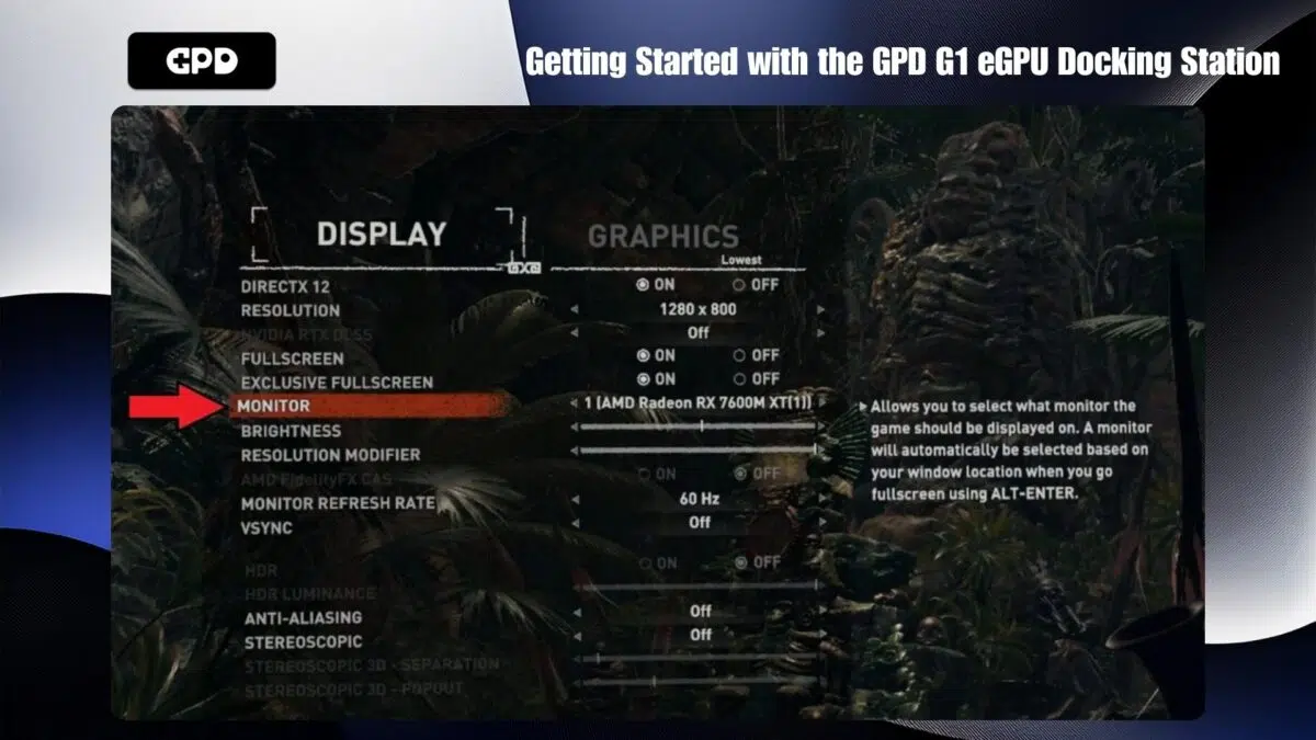 A játékban használt GPU módosítása