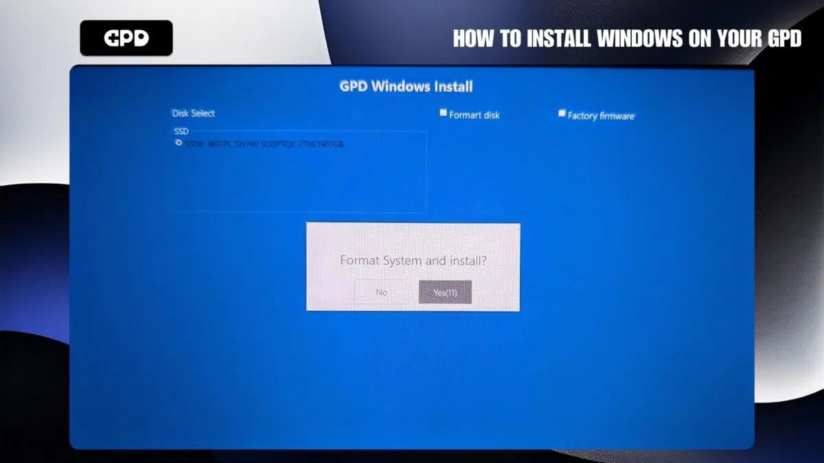 Menu instalacji GPD Windows