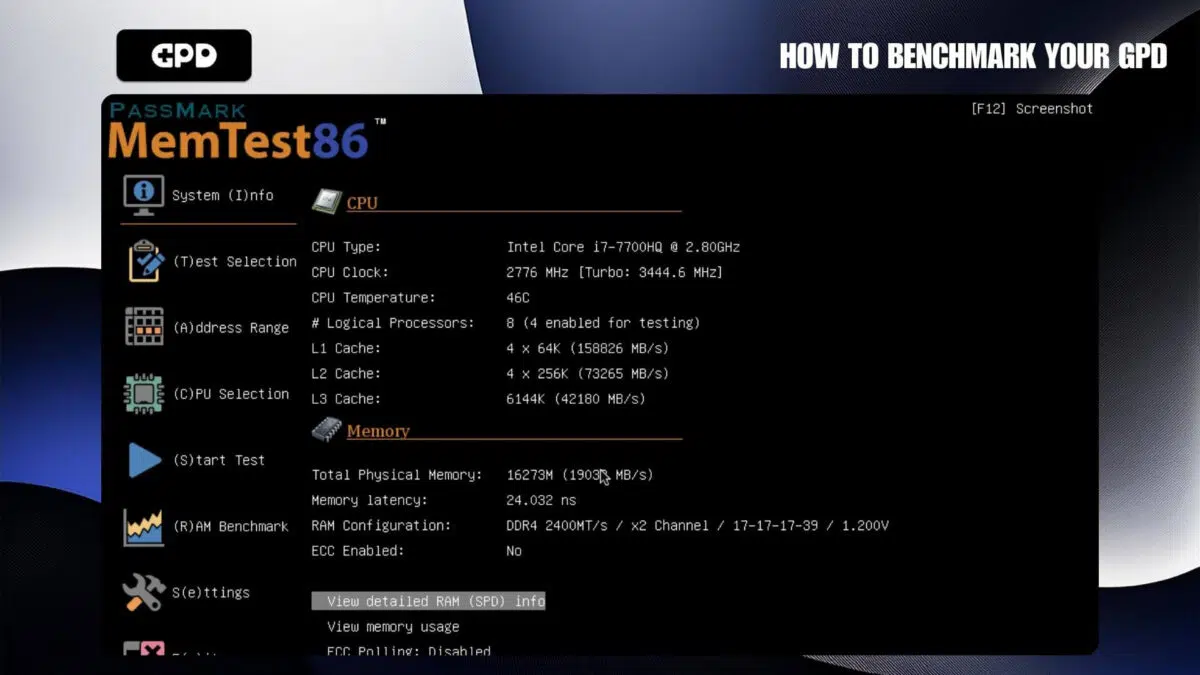 Benchmark MemTest86