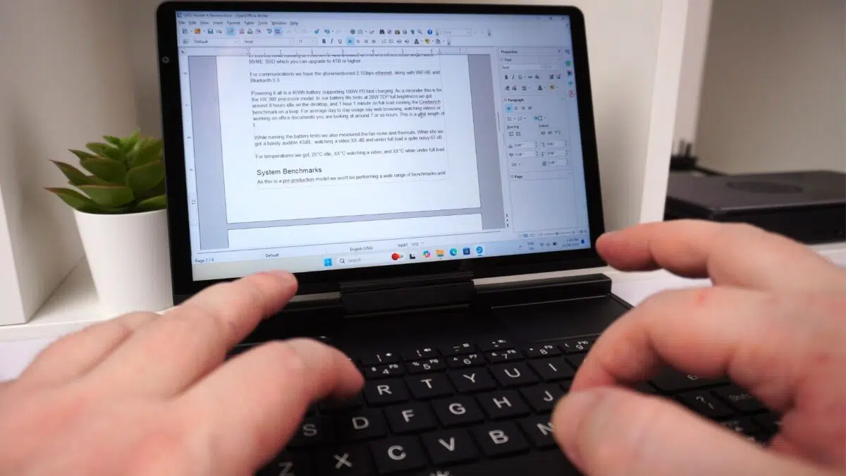 Bearbeitung eines Word-Dokuments auf dem GPD Pocket 4