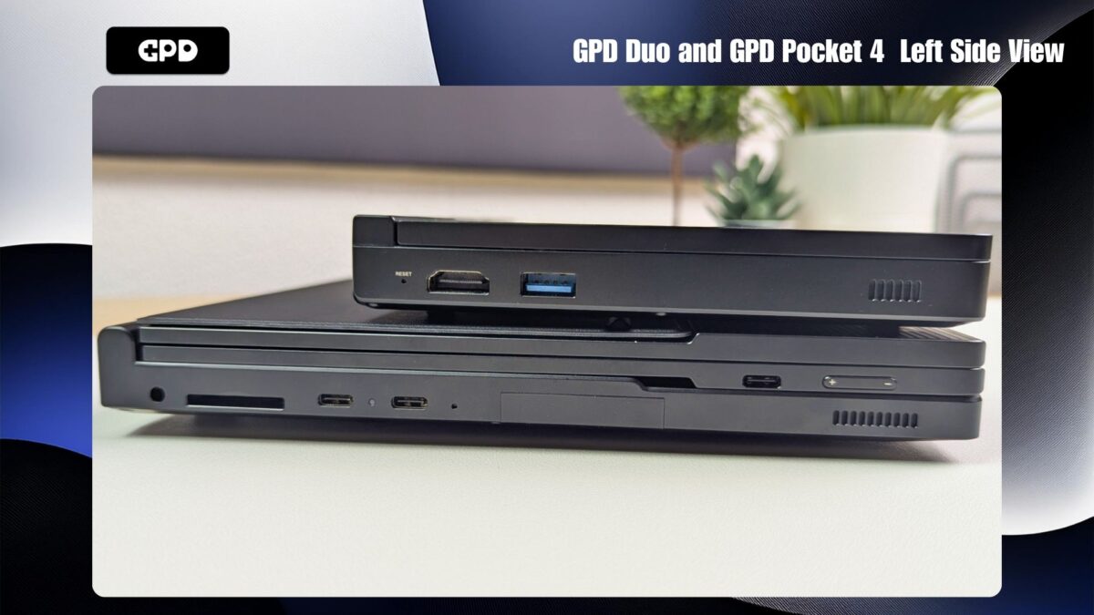 GPD Duo and GPD Pocket 4 Left Side View