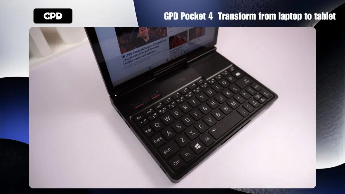 GPD Pocket 4 Transform from laptop to tablet