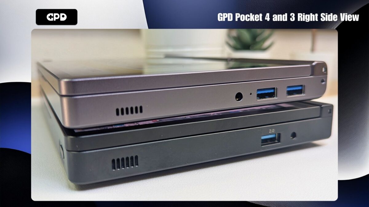 GPD Pocket 4 and 3 Right Side View