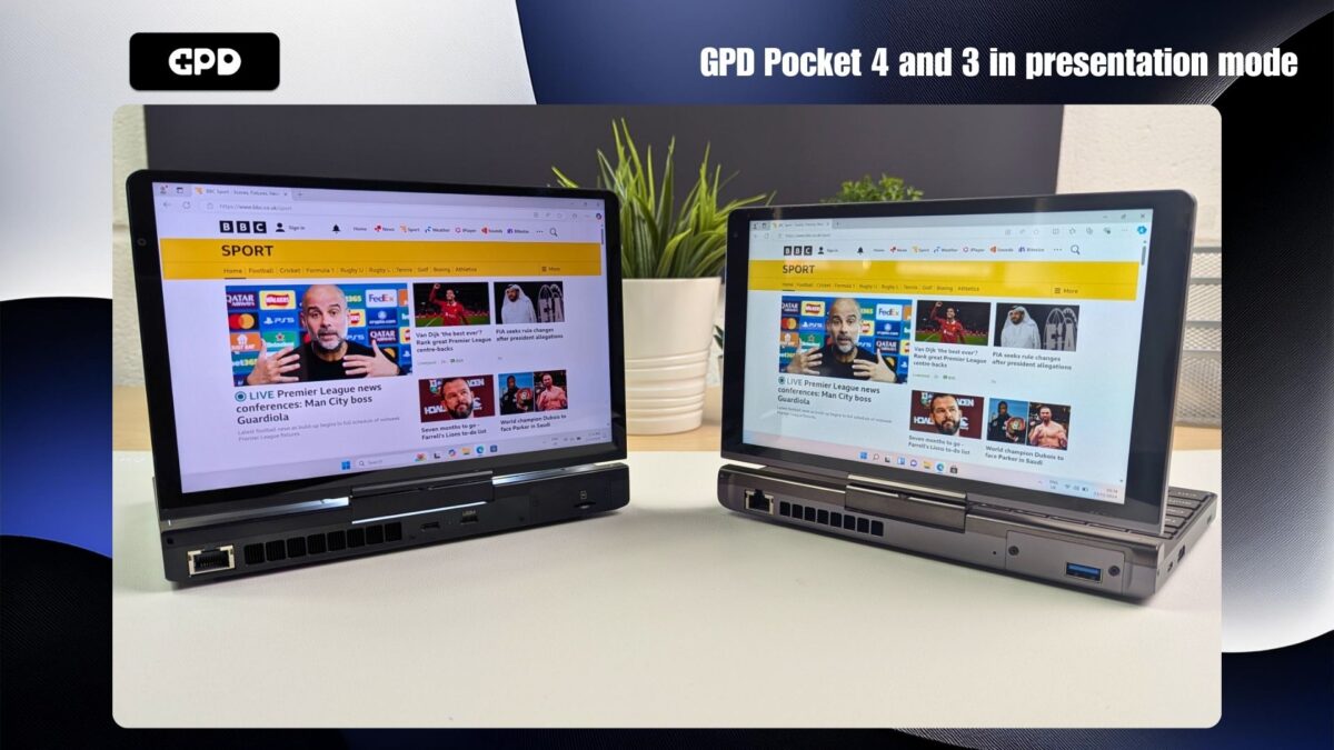 GPD Pocket 4 og 3 i presentasjonsmodus