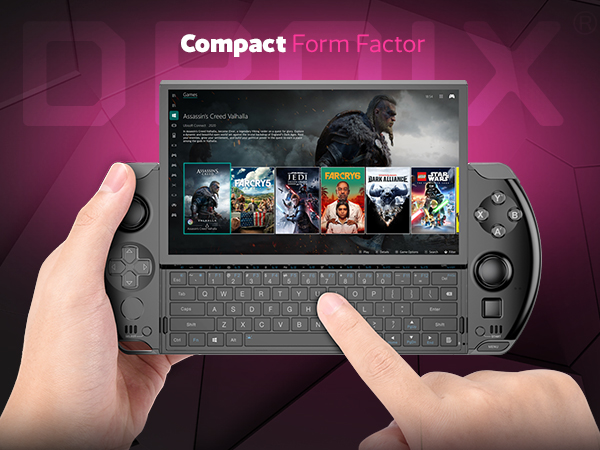 GPD WIN 4:s kompakta formfaktor, komplett med ett skjutbart tangentbord och en uppslukande skärm, betonar bärbarhet utan att göra avkall på prestanda.