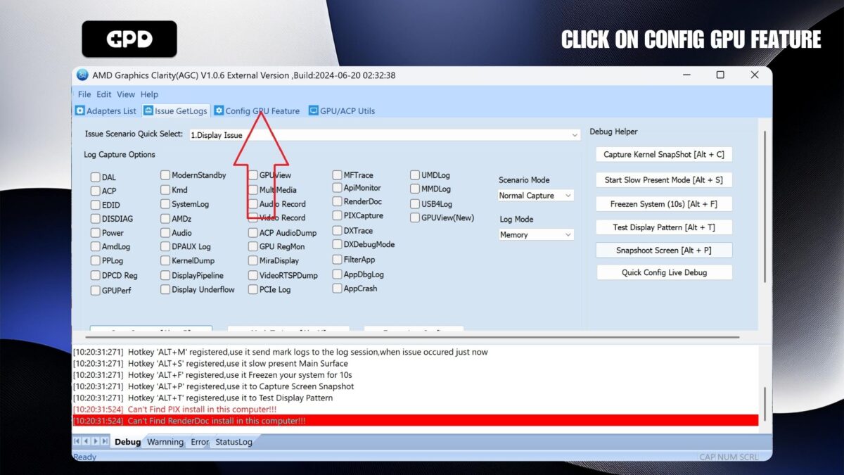 Click on Config GPU Feature