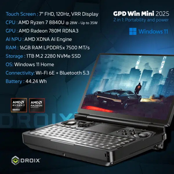 GPD WIN Mini 2025 | Potência de jogo portátil compacta