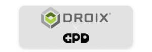 DROIX and GPD logos displayed together, symbolizing their collaboration.