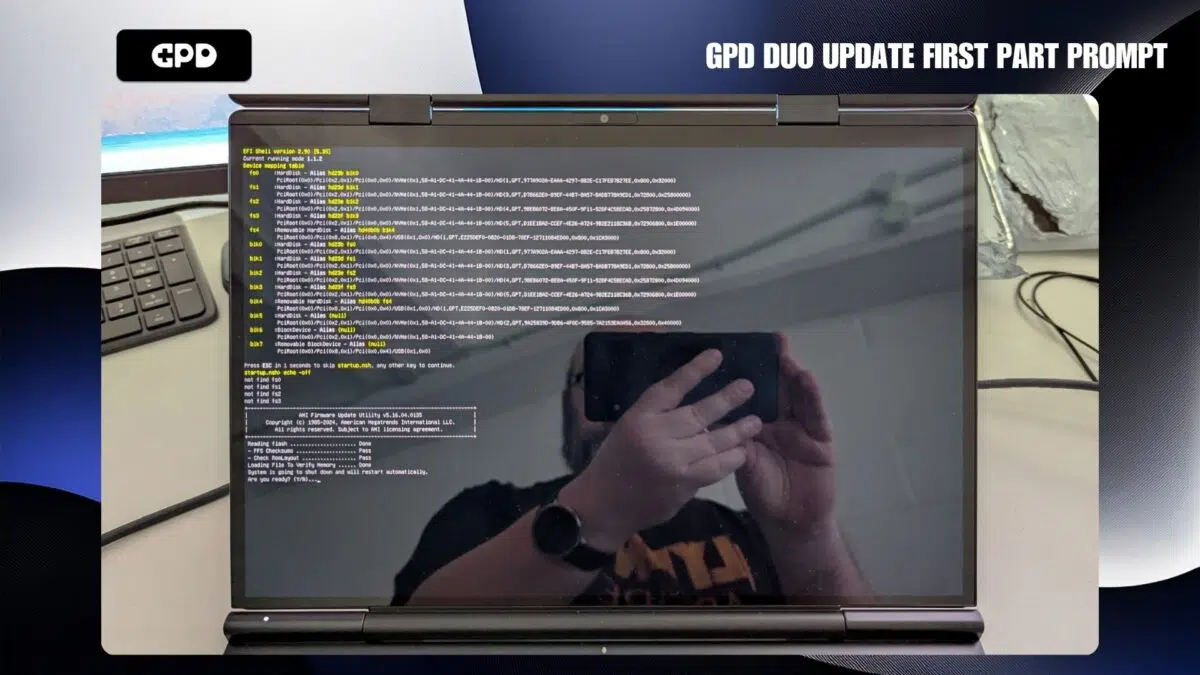 Prvi dio upita za ažuriranje GPD Duo BIOS-a