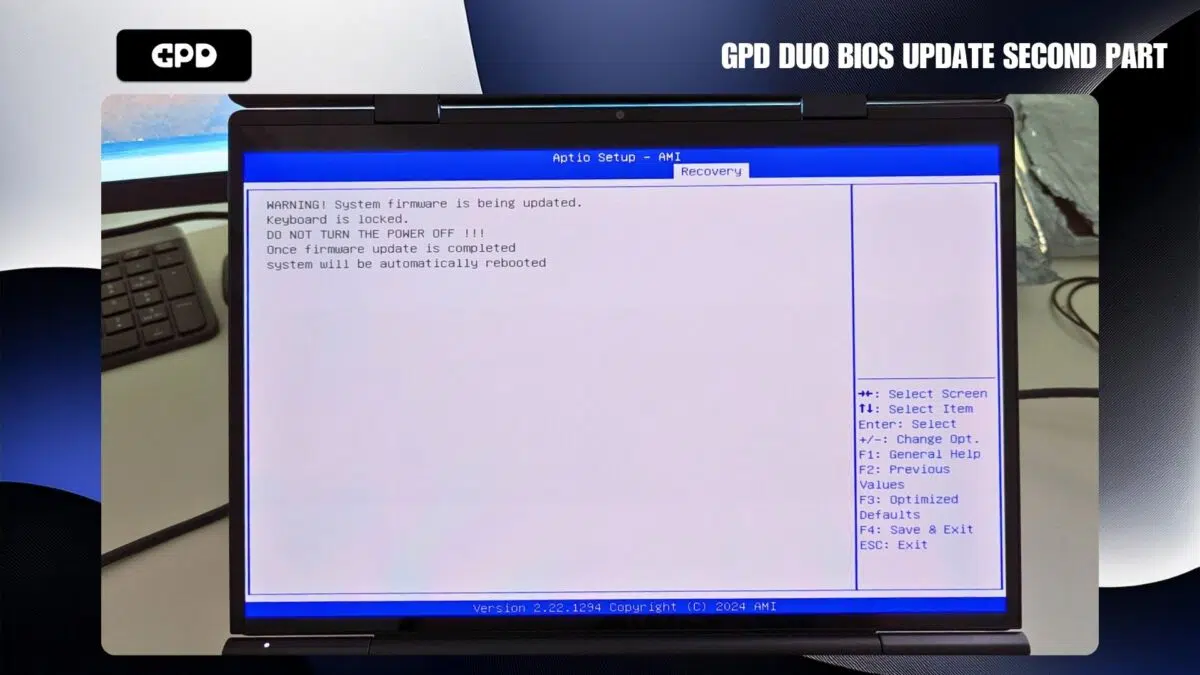 Drugi dio ažuriranja GPD Duo BIOS-a