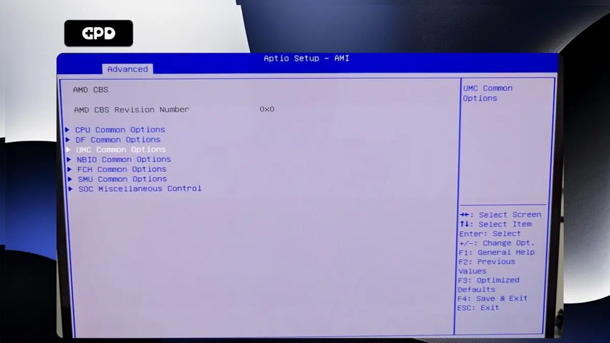 GPD Duo - Menu AMD CBS