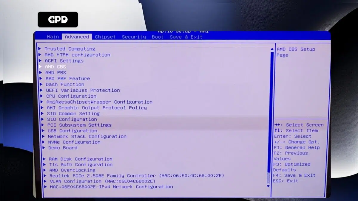 GPD Duo - Menu zaawansowane