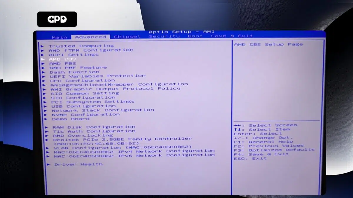 GPD Pocket 4 - Menu zaawansowane