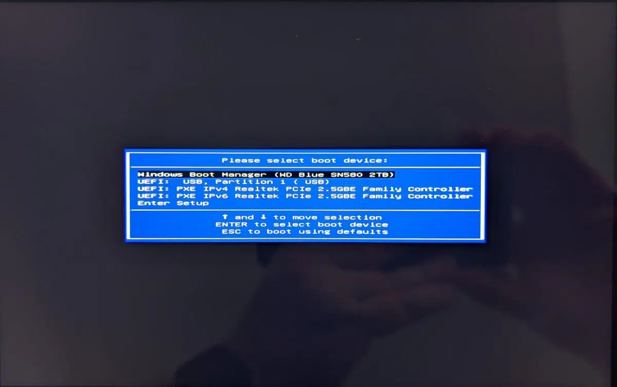 GPD Pocket 4 Menu de arranque da atualização da BIOS