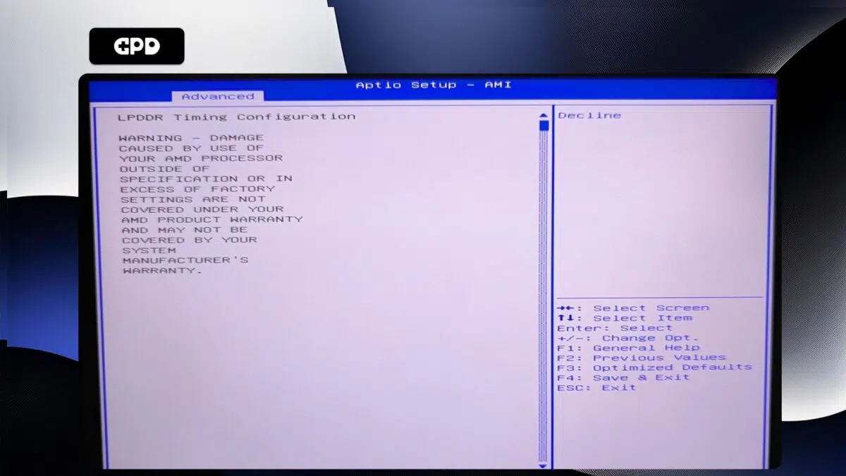 GPD Pocket 4 - Konfiguracja taktowania LPDDR 1