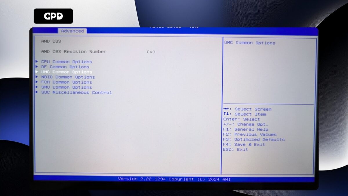 GPD WIN Mini 2025 – AMD CBS Menu