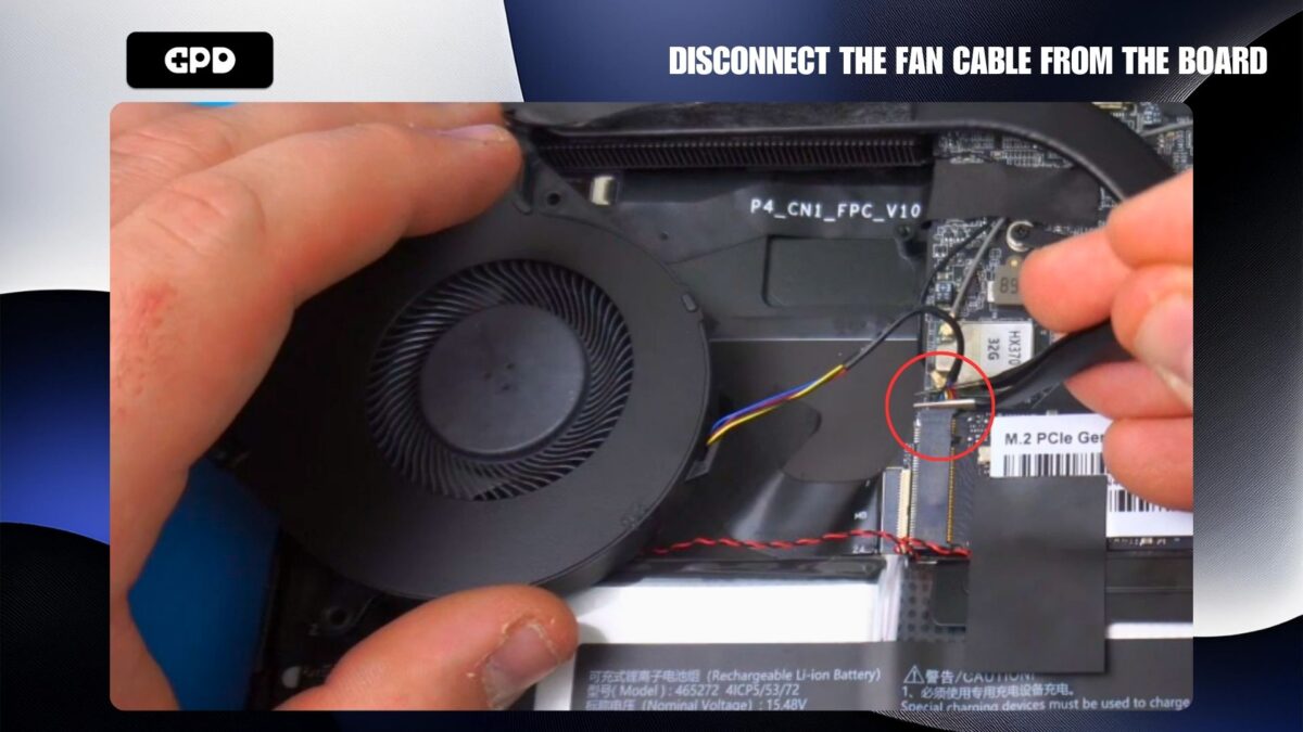 GPD Pocket 4 Fan Replacement - Disconnect the connector cable