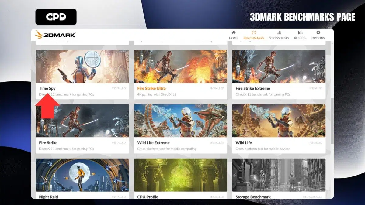 Página de referências 3DMARK