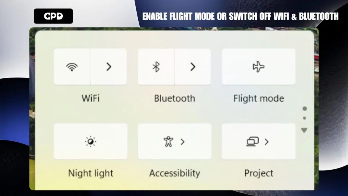Aktifkan Mode Penerbangan atau matikan WiFi dan Bluetooth