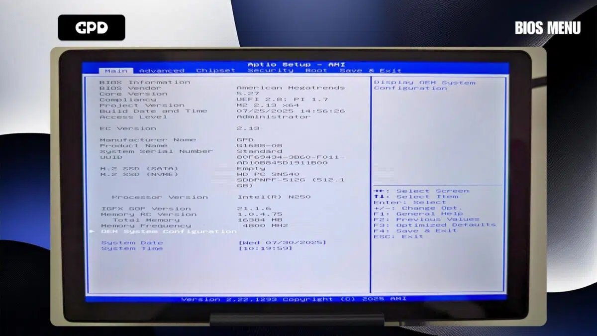 GPD MicroPC 2 BIOS aktualisieren - BIOS aktualisiert