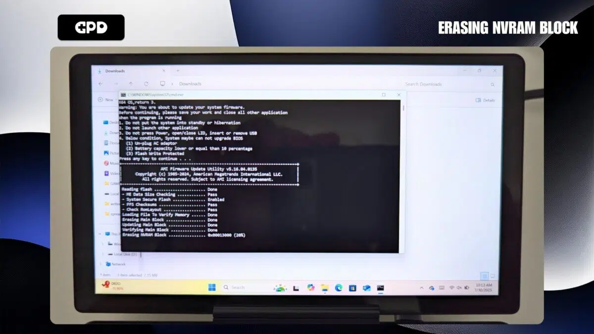 Aktualisierung des GPD MicroPC 2 BIOS - Löschen des NVRAM-Blocks