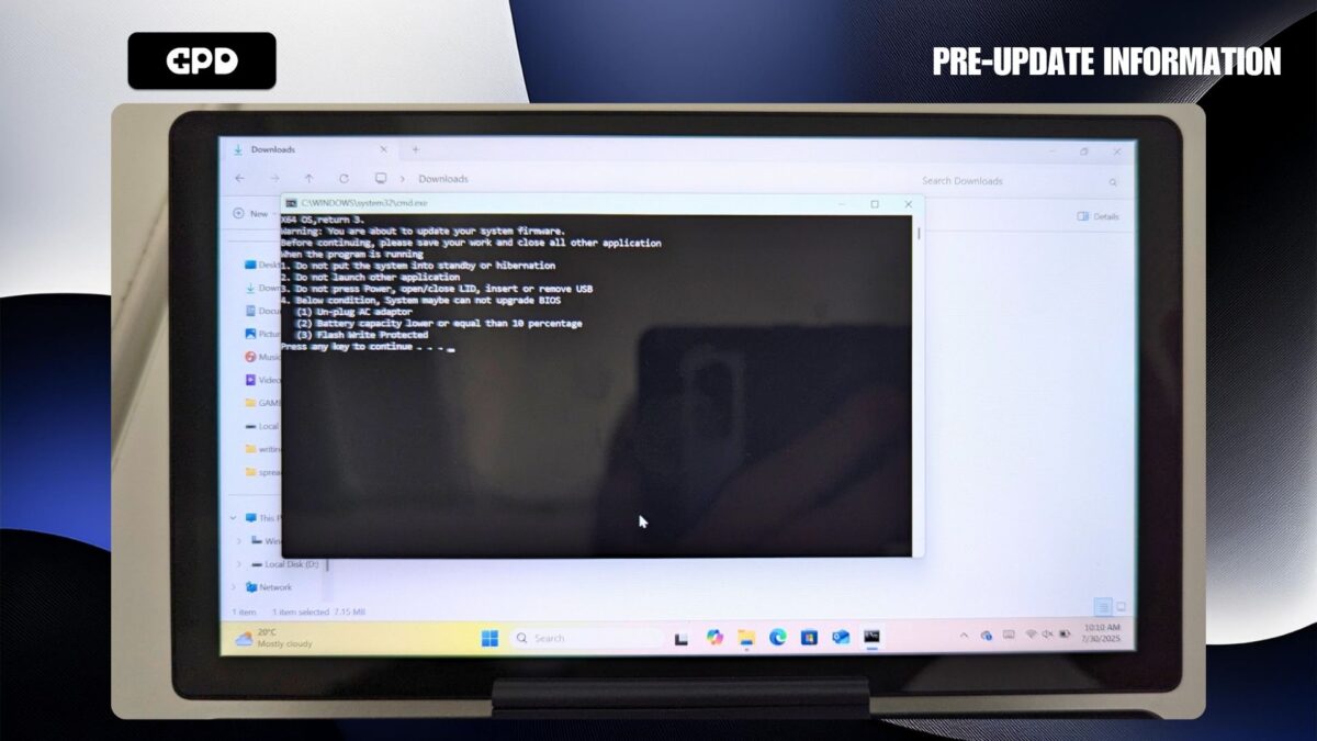 Updating GPD MicroPC 2 BIOS - Pre-update information