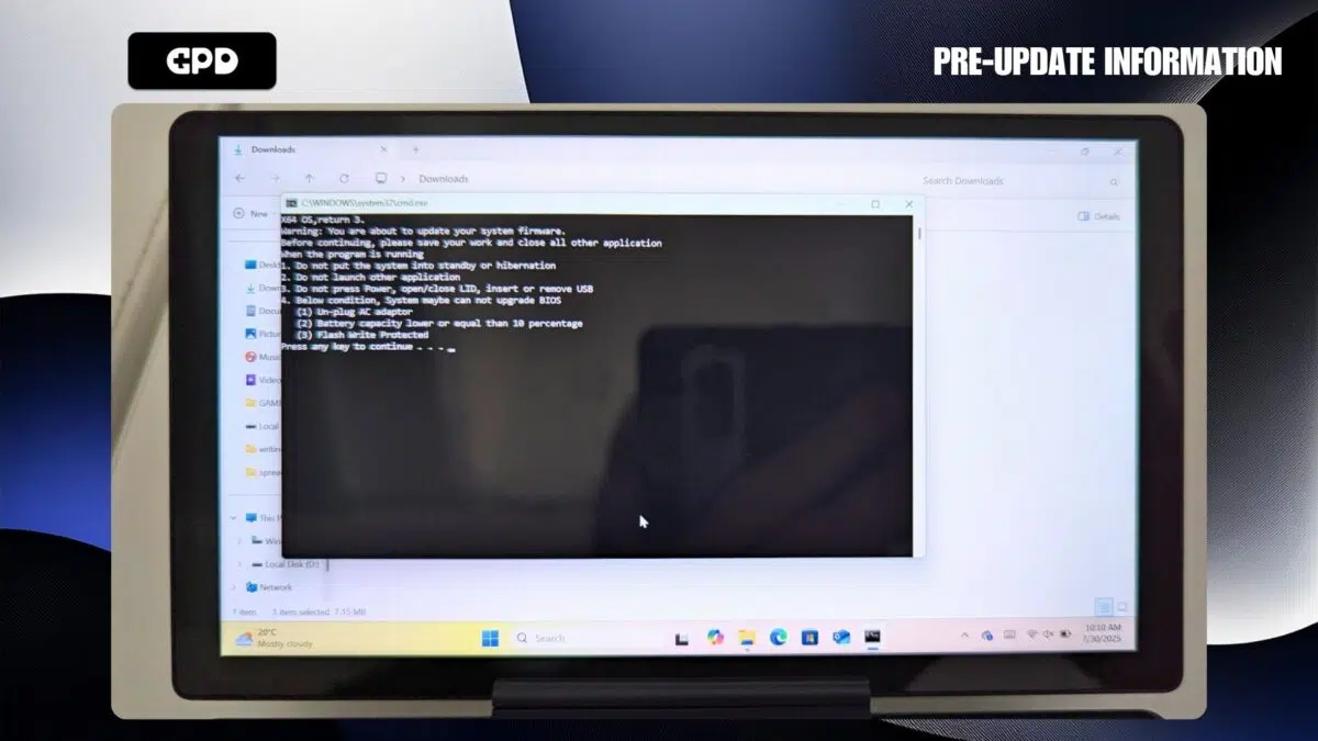 Aktualisierung des GPD MicroPC 2 BIOS - Informationen vor der Aktualisierung