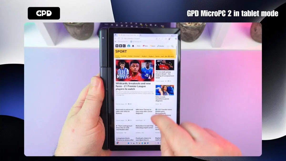 GPD MicroPC 2 în modul tabletă