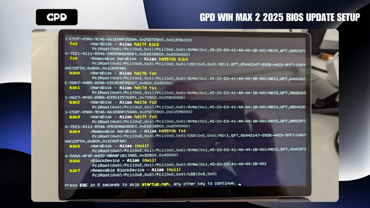 GPD WIN MAX 2 2025 BIOS update setup