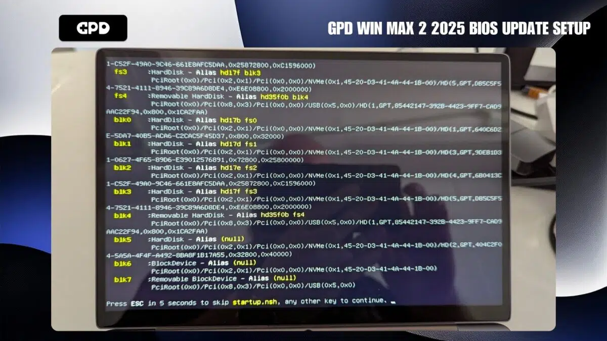 GPD WIN MAX 2 2025 BIOS update setup