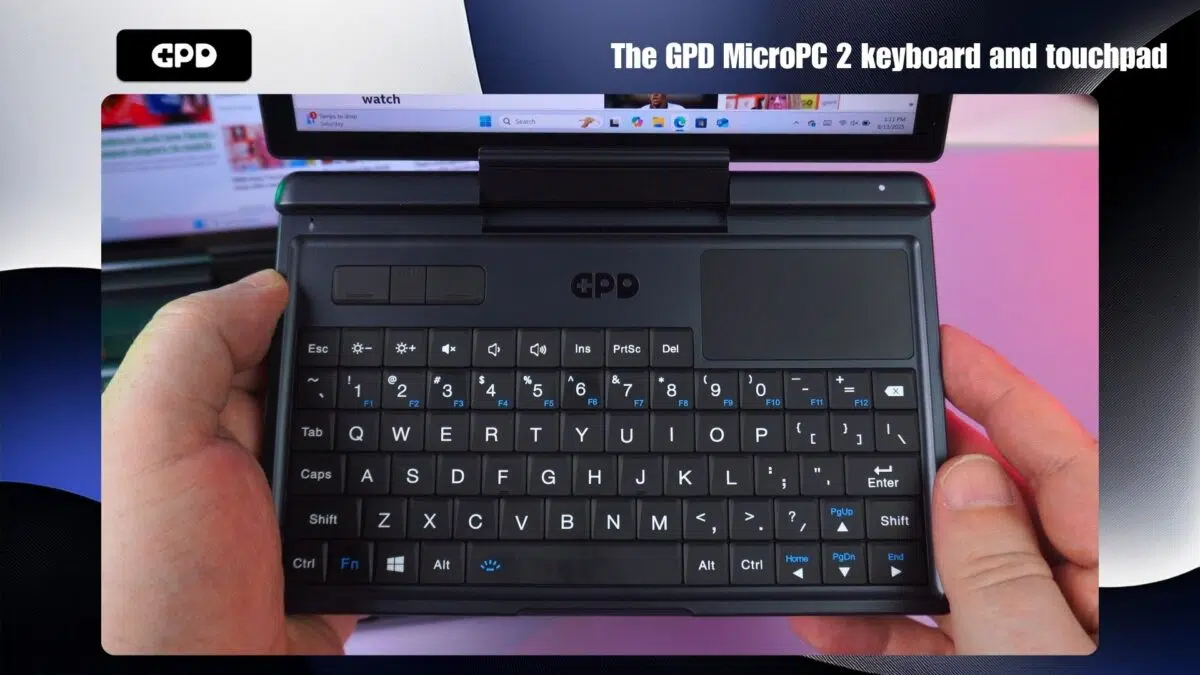 The GPD MicroPC 2 keyboard and touchpad