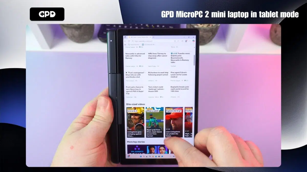 GPD MicroPC 2 Mini-Laptop im Tablet-Modus