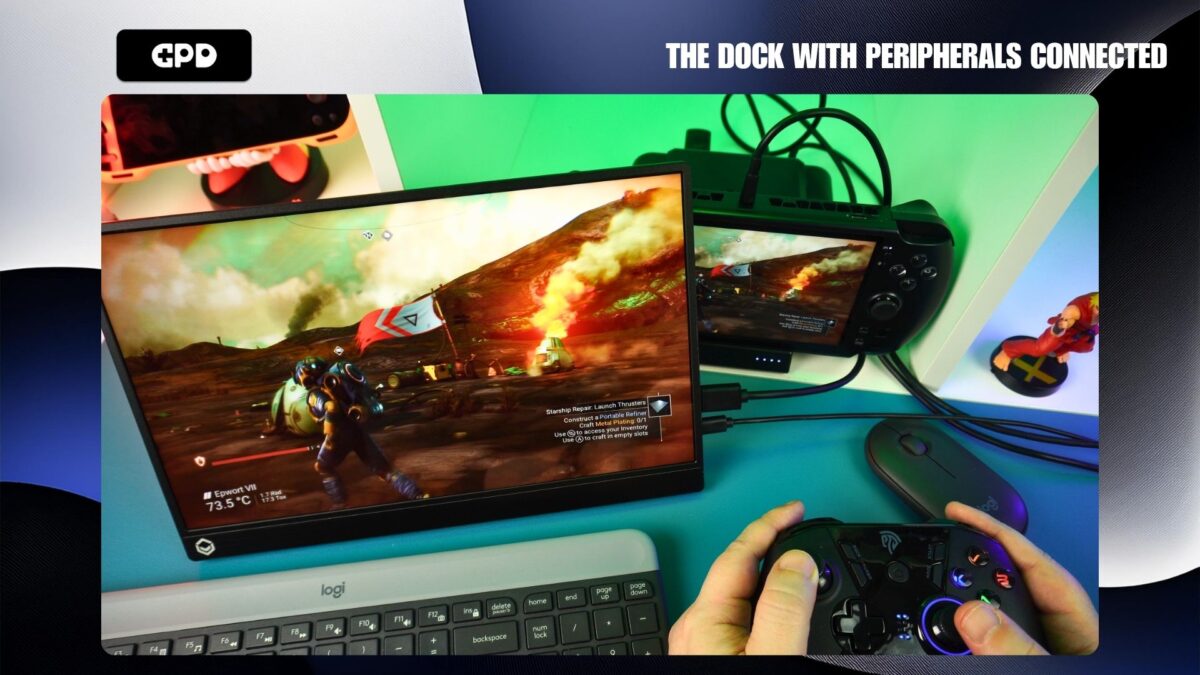 The dock with peripherals connected