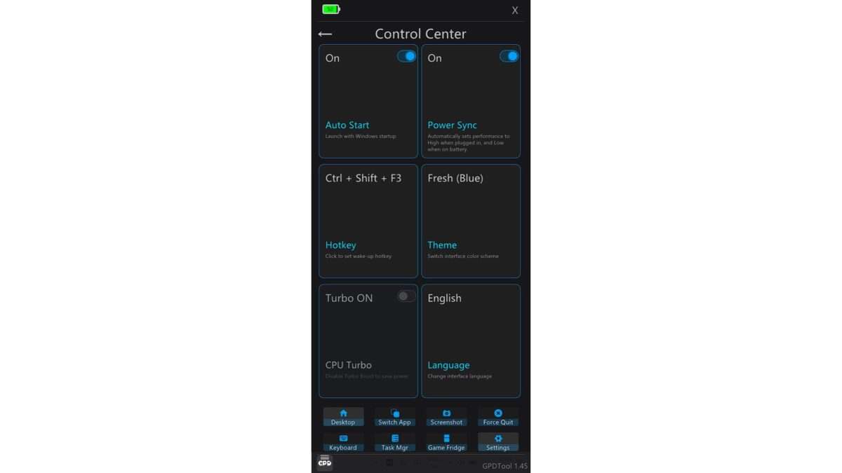 GPD Tool - Settings - GPD | PC Gaming Handhelds & Mini Laptops Instrumentul GPD - Setări