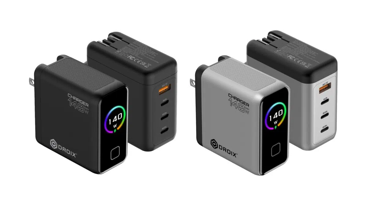 DROIX 140W USB-C seinalaadija saadaval musta ja hõbedase värviga