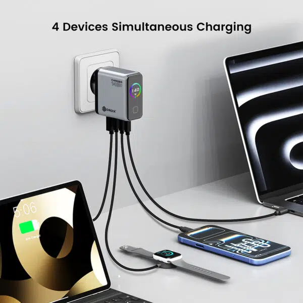 DROIX 140W USB-C seinalaadija laeb kuni neli seadet