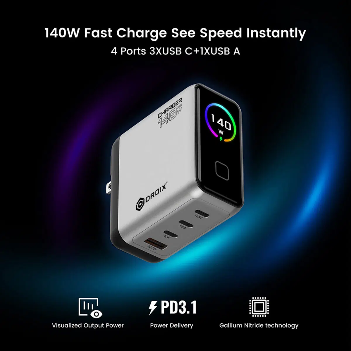 DROIX 140W USB-C seinalaadija andmed