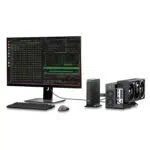 GPD G2は、Linuxベースのデータ処理、AIモデルのモニタリング、ソフトウェア開発のためのプロフェッショナルなワークステーションセットアップで使用されている。