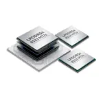 GPD BOX LPDDR5x 8533 MT/s silver memory chips in angled view, stacked on a white circuit board