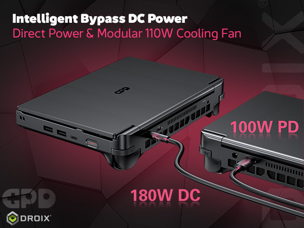 GPD WIN Max 3 bypass DC power and modular cooling support