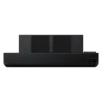 Front view of black GPD WIN Max 3 external fan module with ribbed grille, matte finish, and GPD logo